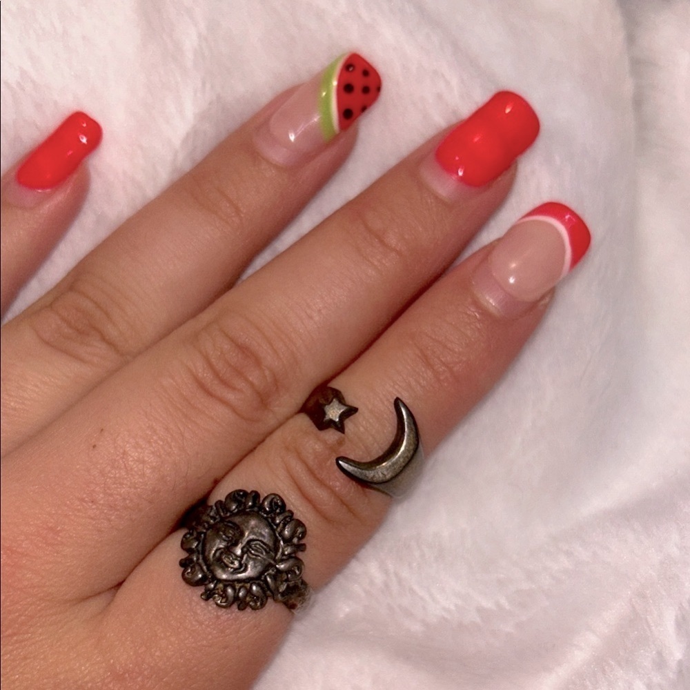 Vintage 925 silver Sun Star and moon ring set bundle